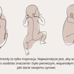 Trzy rysunki niemowląt w stylu line-art. Inspiracja dla imiona dla chłopców, by wybrać to z osobistym znaczeniem.