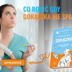 Zmartwiona mama z dzieckiem trzyma termometr. Czy wiesz, co zrobić, gdy gorączka nie spada u dziecka? Sprawdź przewodnik "Gorączka".
