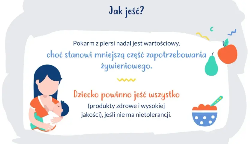 Matka karmi piersią 11-miesięczne dziecko. Podkreślono, że pokarm z piersi jest nadal wartościowy, a dziecko powinno jeść zdrowe produkty.