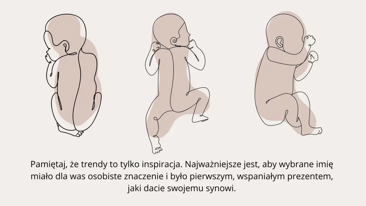 Trzy rysunki niemowląt w stylu line-art. Inspiracja dla imiona dla chłopców, by wybrać to z osobistym znaczeniem.